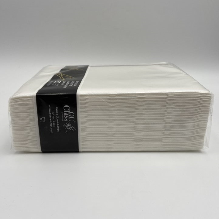 Serviettes de table non tissees 2 plis 60g 40x40cm gc class blanc lisere bordeaux goma- carton de 500_1