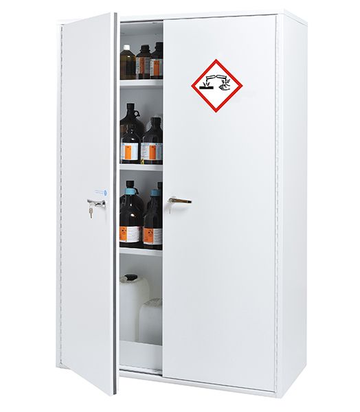 Armoire de sécurité pour produits dangereux : corrosifs - armoire haute 2 portes - réf. ARMCODP180-120 avec rétention et doublage PEHD_1
