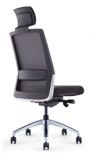 Siège opérateur Créa Premium noir avec dossier résille, soutien lombaire réglable et base alu poli - Référence 9500 SB A_1