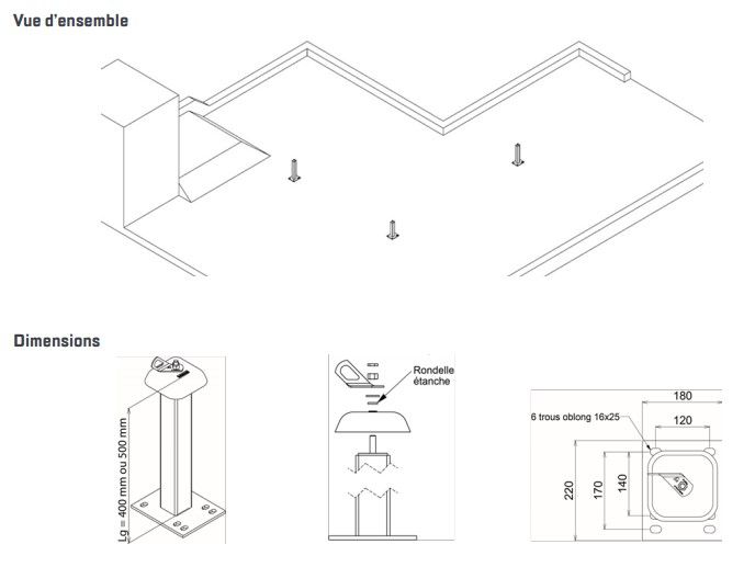 09200252 - Potelets fixes - Tubesca-Comabi - acier galvanisé, hauteur 400 mm_1