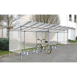 Abri vélo semi-ouvert - structure en acier ou aluminium - bardage en polycarbonate alvéolaire - pour 5 vélos - extensible_1