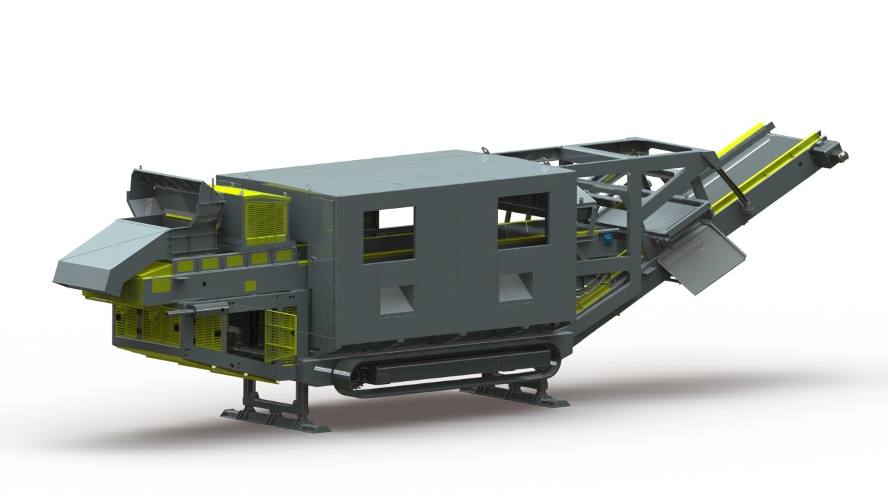 Cabine de tri mobile Screenpod SPS122 T - 4 postes - Overband - Châssis chenilles - Alimentateur HD - Aspiration des ultras légers_1