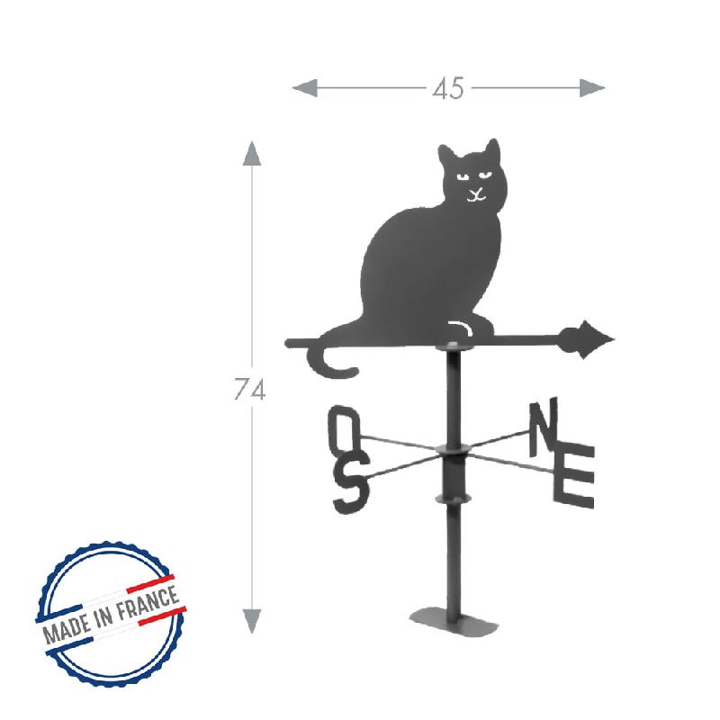 Girouette chat anthracite - 45x74cm - acier époxy_1