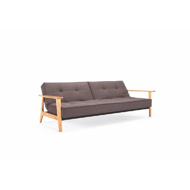 Canapé-lit design SPLITBACK FREJ - Innovation Living - Convertible 115x210 cm - Accoudoirs bois - Tissu Flashtex Dark Grey_1