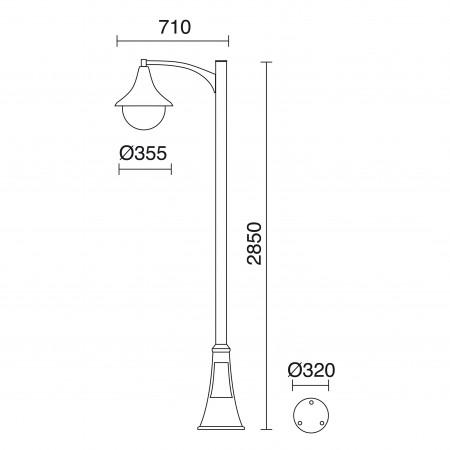 Luminaire pour mât Polar IP43 - E27 42W - Anthracite - Aluminium et Méthacrylate d'Opale_1