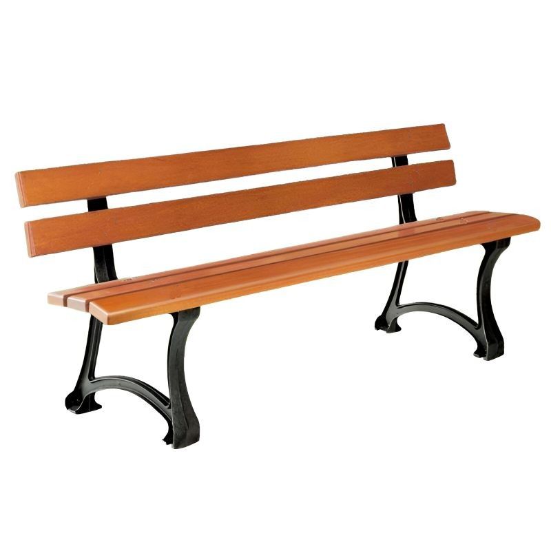 Banc public Colisée - 1800 mm - Bois exotique certifié PEFC - Pieds en fonte traitée antirouille_0