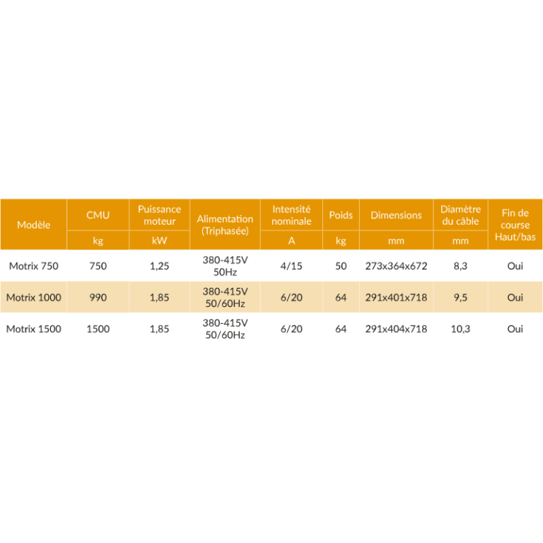 Treuil électrique motorisé à câble passant MOTRIX - REF : 62310 - 0,75t à 1,5t - Levage et halage_1