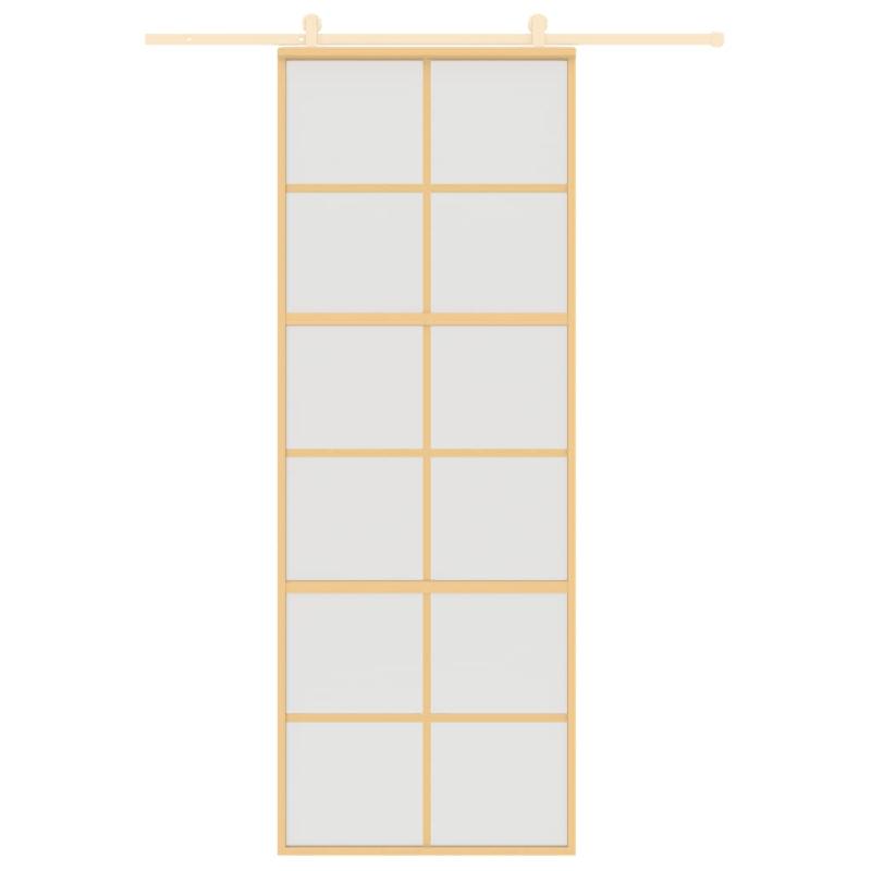 Vidaxl porte coulissante doré 76x205 cm verre esg dépoli et aluminium 155169_1