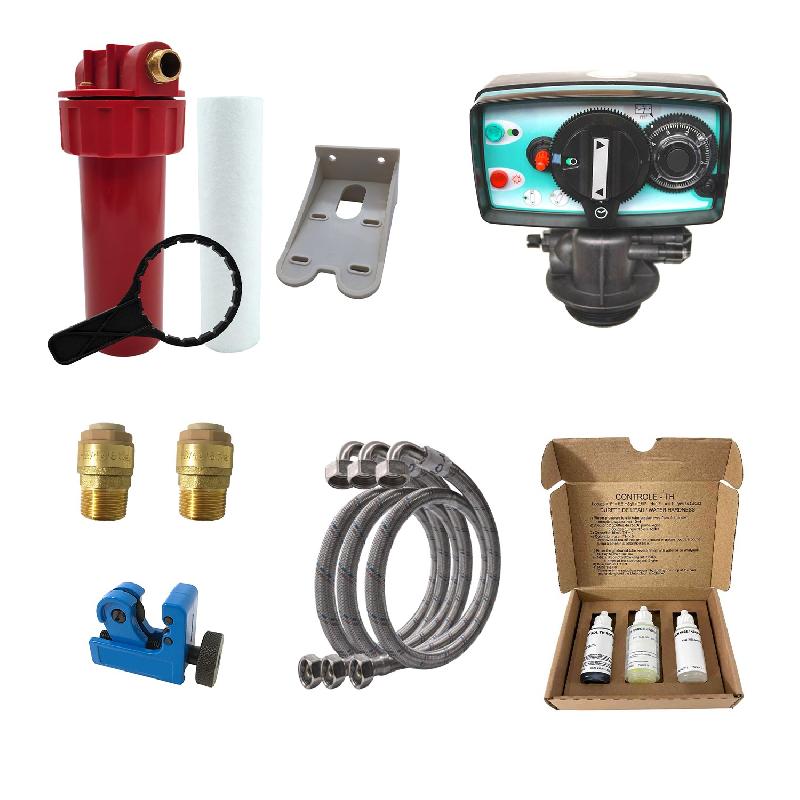 Adoucisseur d'eau 16l fleck 4600 mv eau chaude complet avec accessoires_1