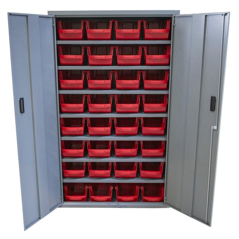 Armoire à bacs avec portes - Rouge / 32 x 10L_1