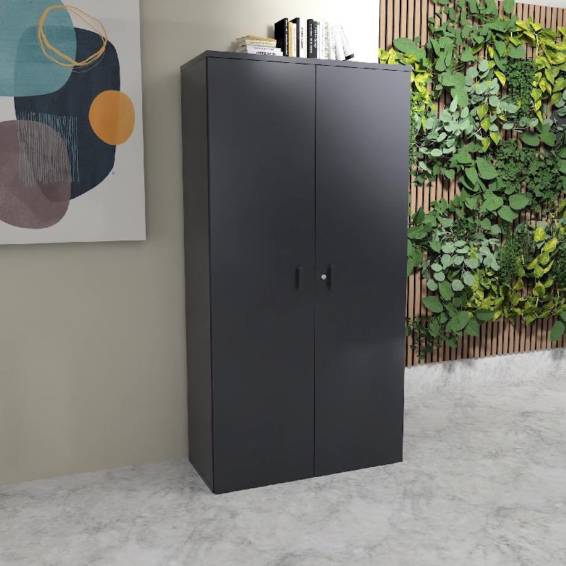 Armoire à portes battantes monochrome hauteur 197 cm - Mobel Linea - 100, Gris anthracite_1