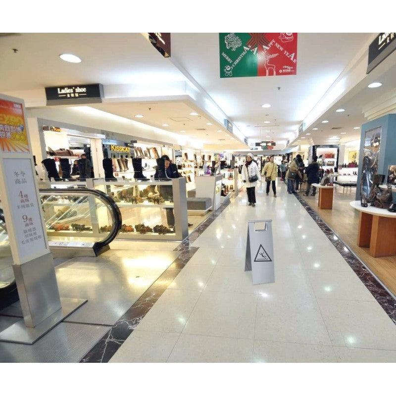 Chevalet de signalisation de danger inox - Attention sol glissant_1