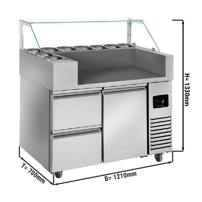 Meuble chariot réfrigéré pour Crêpes, Gaufres, Planchas - 1 porte + 2 tiroirs  | QDM_1