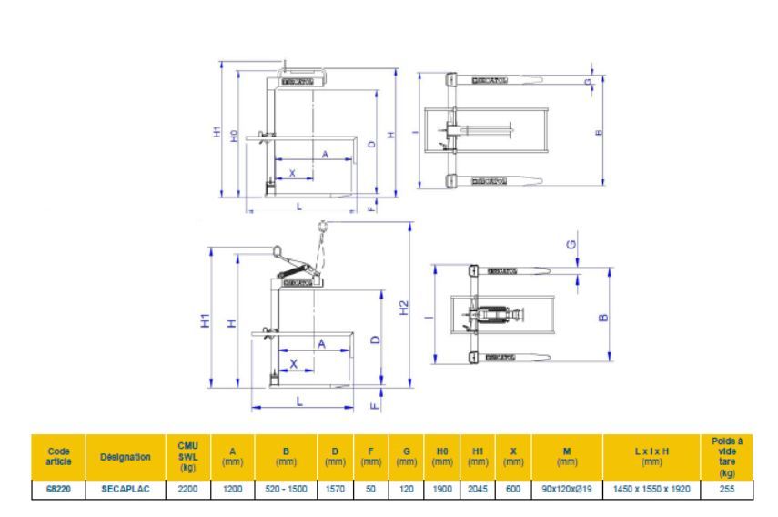 Secaplac lève-palette - Secatol SA - capacité 2200 kg - pour plaques de grande longueur_1