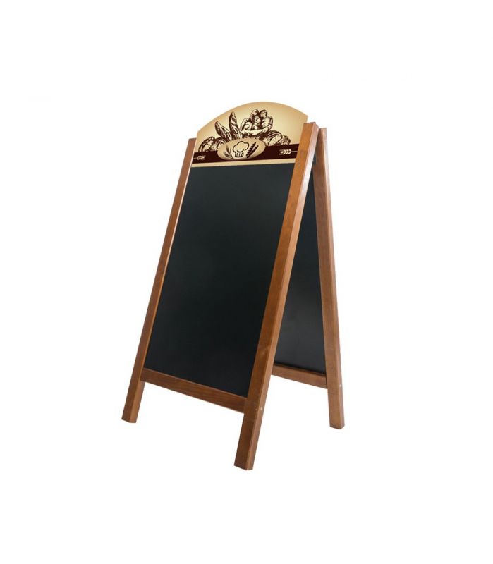 Stop trottoirs - cadre bois chêne avec ardoises amovibles et bandeaux 'boulangerie' - Interface PLV_1