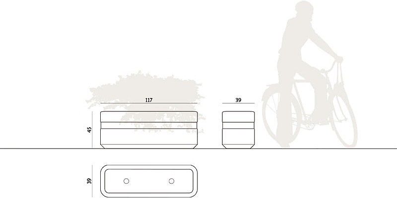 Jardinière Genewa 133139 - Komserwis - béton sablé ou peint - Hauteur 45 cm_1