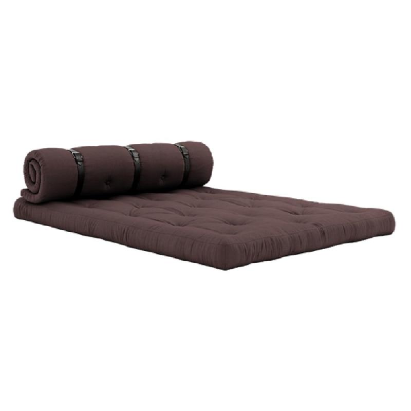 Canapé futon standard convertible Buckle-Up - couleur marron - matelas épais 140x200 cm_1