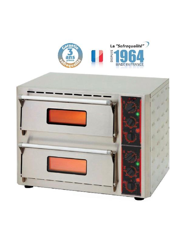 Four à pizzas électrique - 2 chambres, monobloc en acier inox, sole en pierre réfractaire - Référence 18424_1