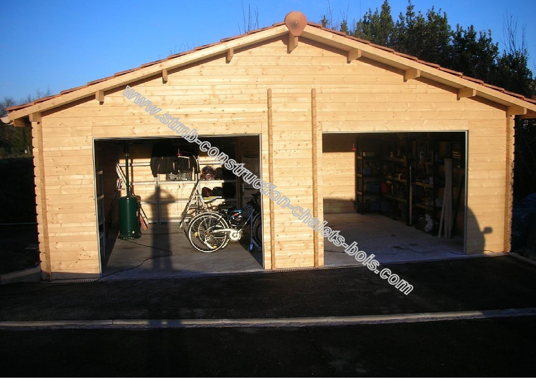 Garage double bois twix 38.50 / toit double pente / porte battante / 7 x 5.48 x 3.31 m_1