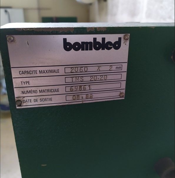 Plieuse manuelle Bombled 2060x2 mm - Réf 3704 - Type TMS 20.20_1