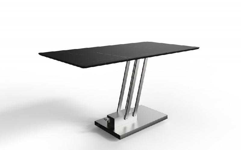 Table basse relevable BRAVO MARBLE BLACK - Plateau céramique finition marbre noir - Fabrication française_1