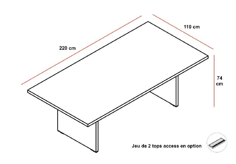 Table de réunion rectangulaire Mito - MDD - Non, Noir, Sycomore clair_1