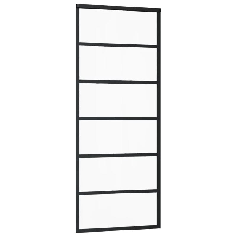 Vidaxl porte coulissante verre esg et aluminium 76x205 cm noir 151014_1
