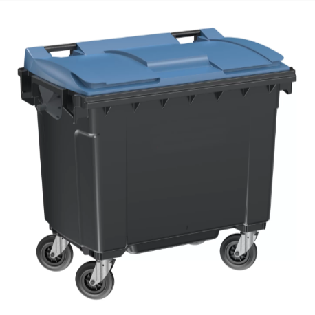 Conteneur latéral 660 L - Fabrication française - PEHD injecté - Normes EN 840 - Roues freinées - Préhension frontale et latérale_1