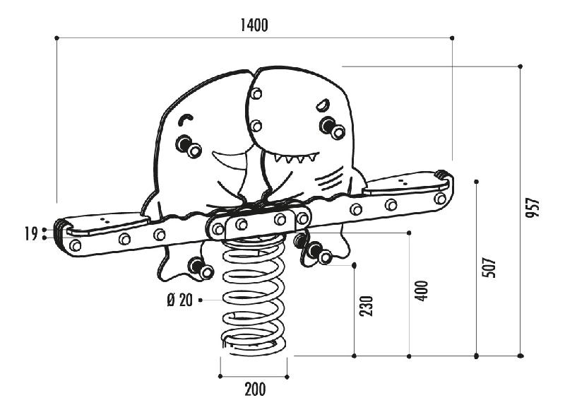 Jeu Ressort Requins - Figurine en polyéthylène haute densité - Âge : 3 à 14 ans - Anti vandalisme_1