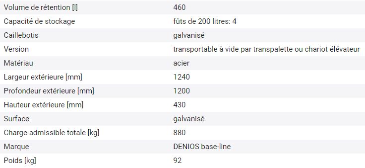 229816W - Bac de rétention Base-Line en acier - 4 fûts de 200L - Caillebotis galvanisé - Transportable_1