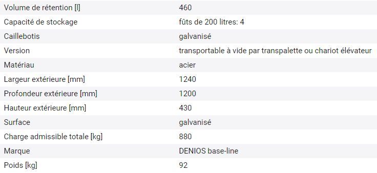 229816W - Bac de rétention en acier - 4 fûts de 200L - Caillebotis galvanisé - Transportable_1