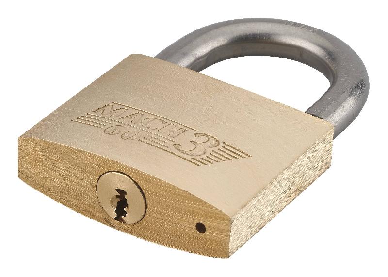 Cadenas à clé Transit 2 - 60 mm - Corps laiton monobloc, anse inoxydable, mécanisme à goupilles - THIRARD_1