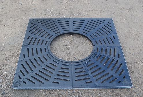Grille d'arbre en fonte ductile FGS 500 - Série lourde - Cadre acier en 2 parties - ACIA_2