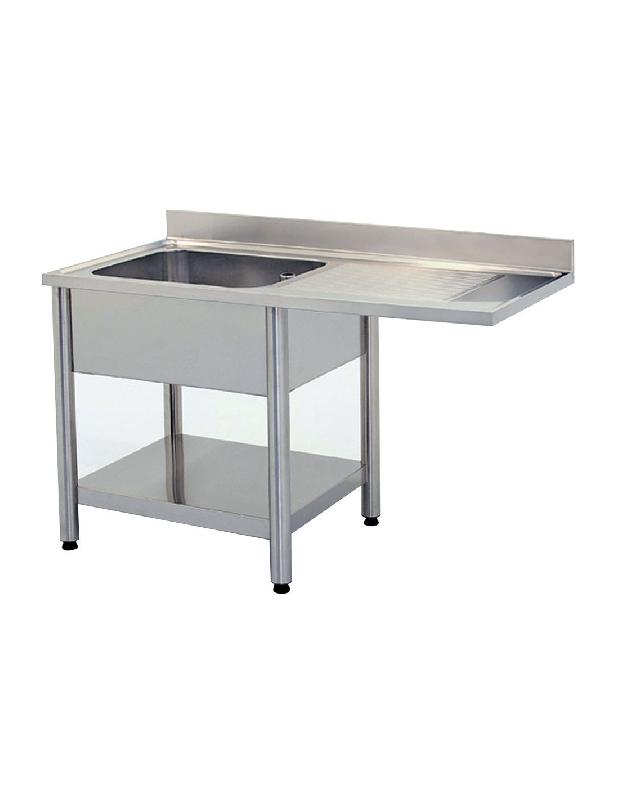 Plonge inox murale un bac avec égouttoir droit - 1200x600x850/950 mm - FABRIQUE EN ITALIE_1