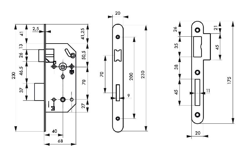 Serrure Monomax NF - Axe 40 mm à condamnation, têtère noire - Marque Thirard_1
