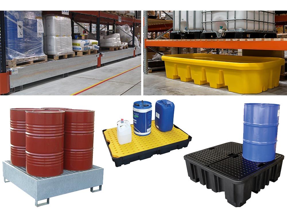 Palette de rétention en acier galvanisé 220L - Caillebotis amovibles pour 2 fûts_1