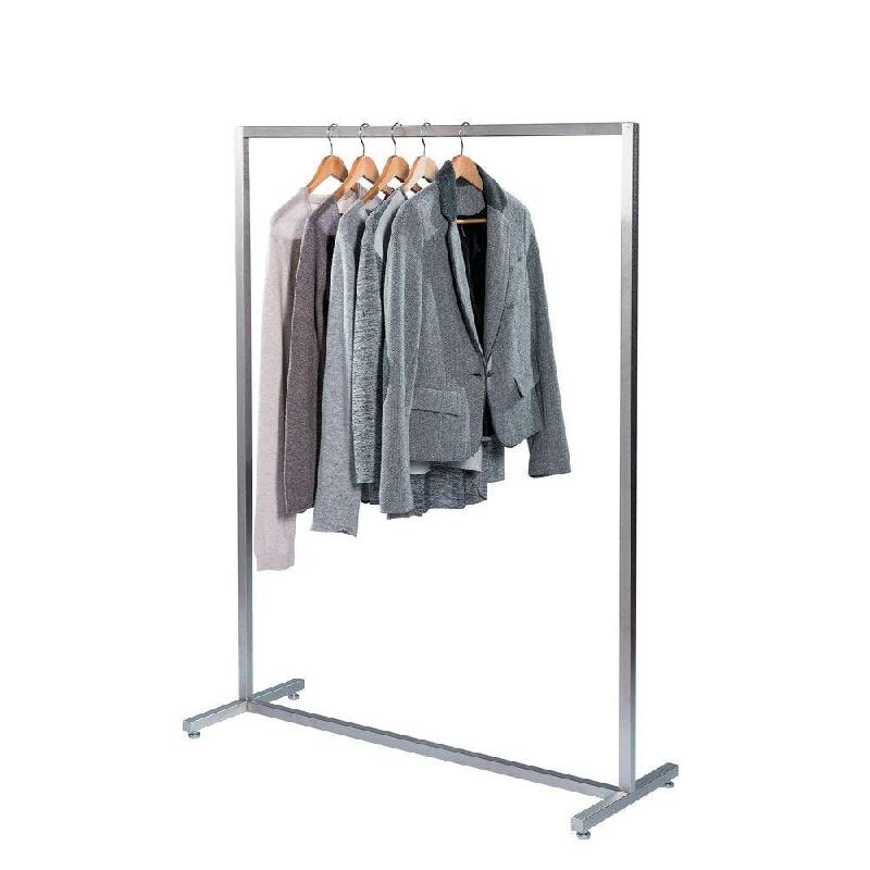 Portant droit fixe L100xH140cm - nickel brossé - coordonnable avec mobilier mural Queen Vogue - tube 25x25mm - acier gris_1
