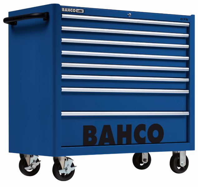 Servante classique C75 - 8 tiroirs, bleu, 986 x 501 x 1 100 mm - Modèle 1475KXL8BLUE_1