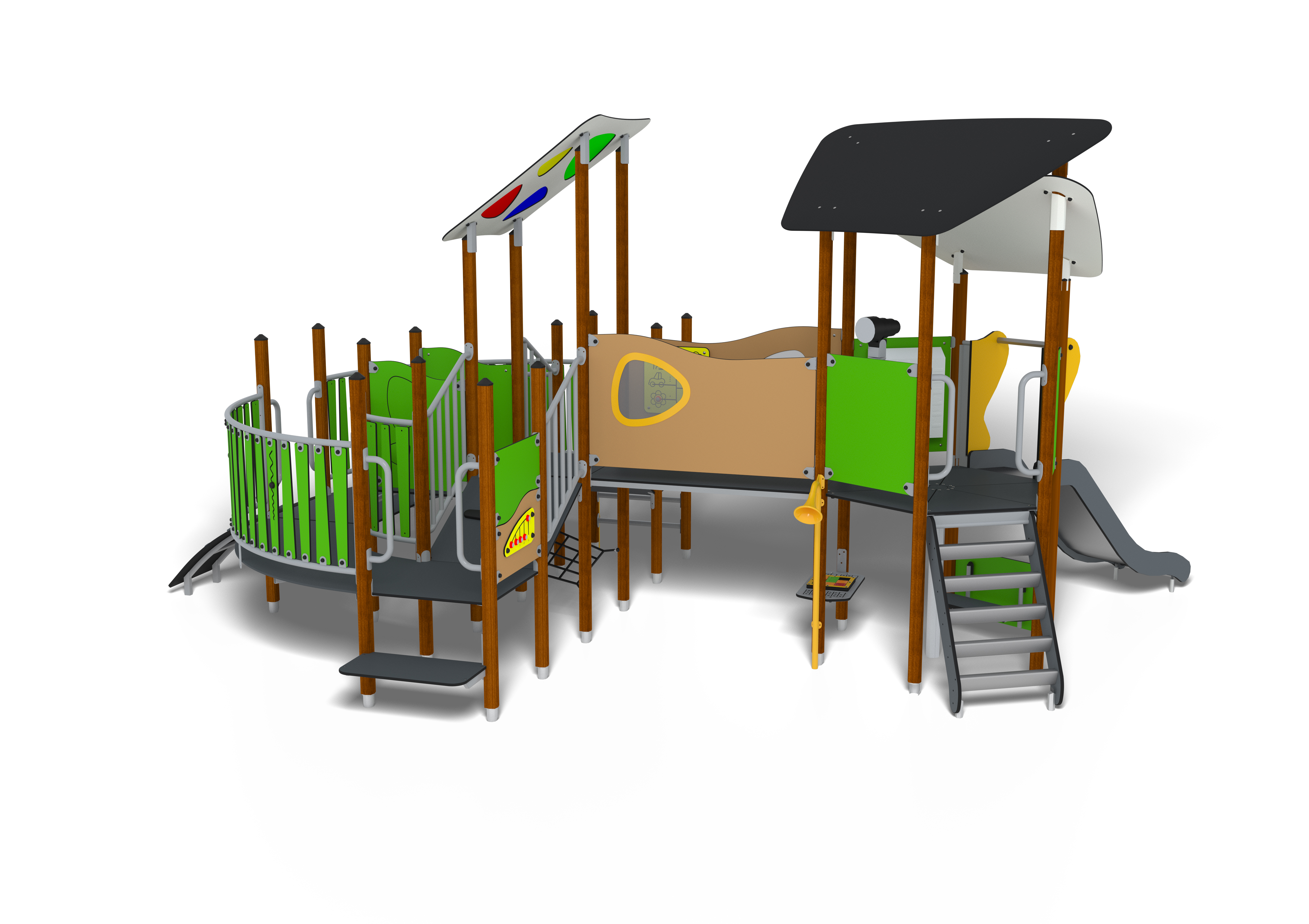 Structure multi-jeux - UniMini Storavan Hags - pour enfants de 3 à 5 ans avec espace de pont incurvé et jeux interactifs_1