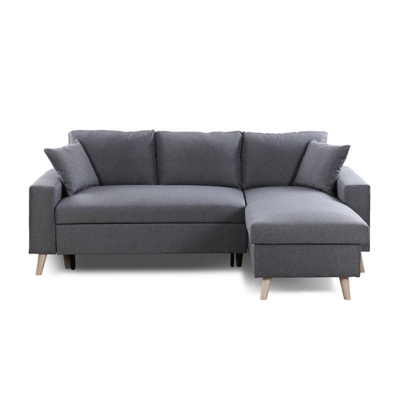 Canapé d'angle réversible convertible ARKO gris foncé - design scandinave avec coffre de rangement et coussins d'appoint_1