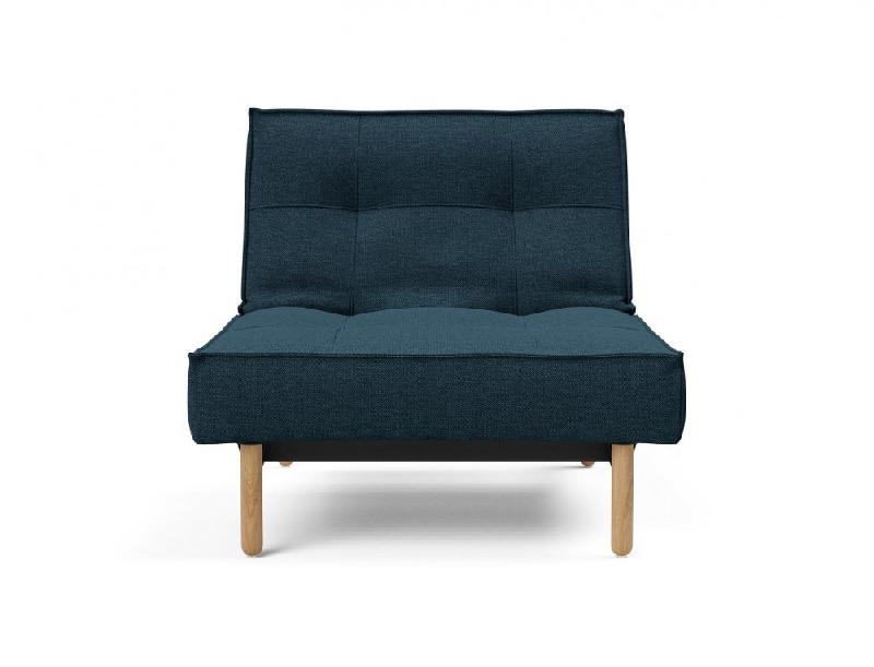 Innovation Living - Fauteuil-lit Splitback Stem convertible 90x115 cm - Pieds obus naturel - Tissu Argus Navy Blue_1