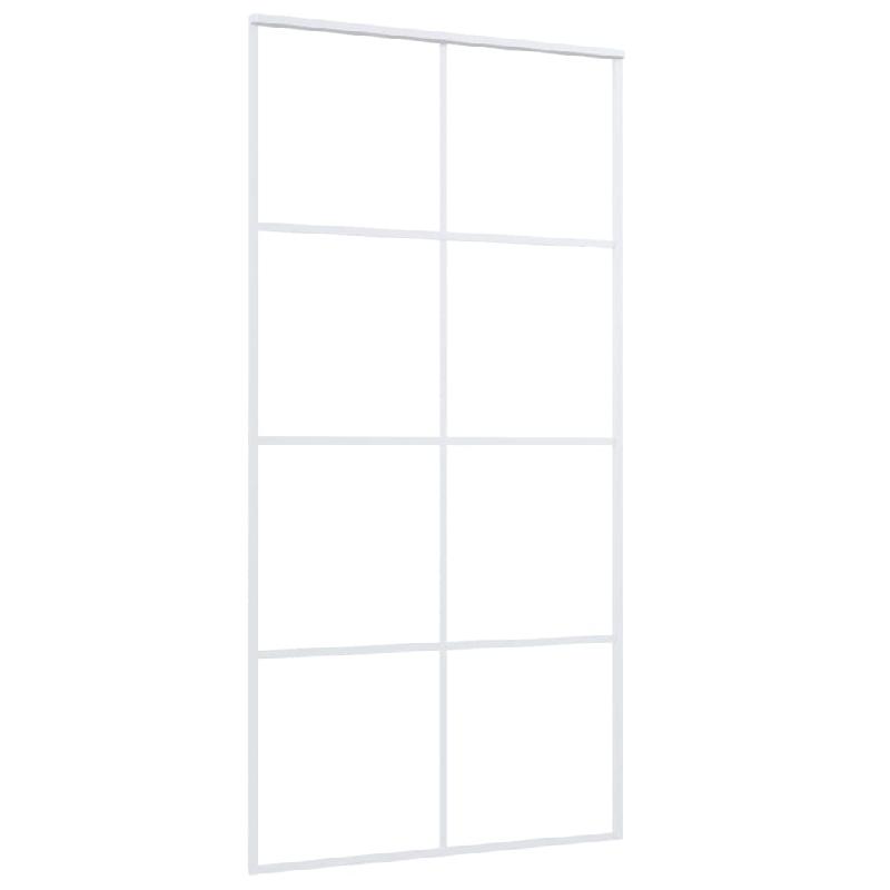 Vidaxl porte coulissante verre esg dépoli aluminium 102,5x205 cm blanc 151677_1