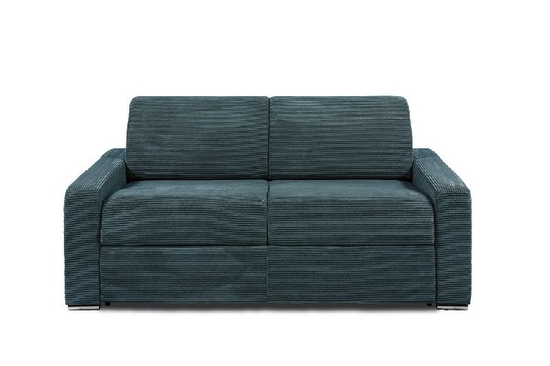 Canapé convertible DREAMER - Express, sommier à lattes 160cm, matelas 16cm en velours côtelé azur_1