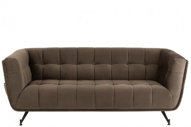 Canapé lounge Marianah gris foncé - style contemporain en velours capitonné - L207 x H78 x P82 cm_1