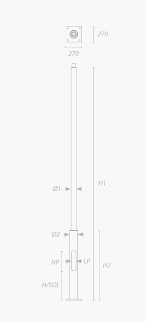 Mât d'éclairage public cylindrique cannelés bi-section / en aluminium thermolaqué_1