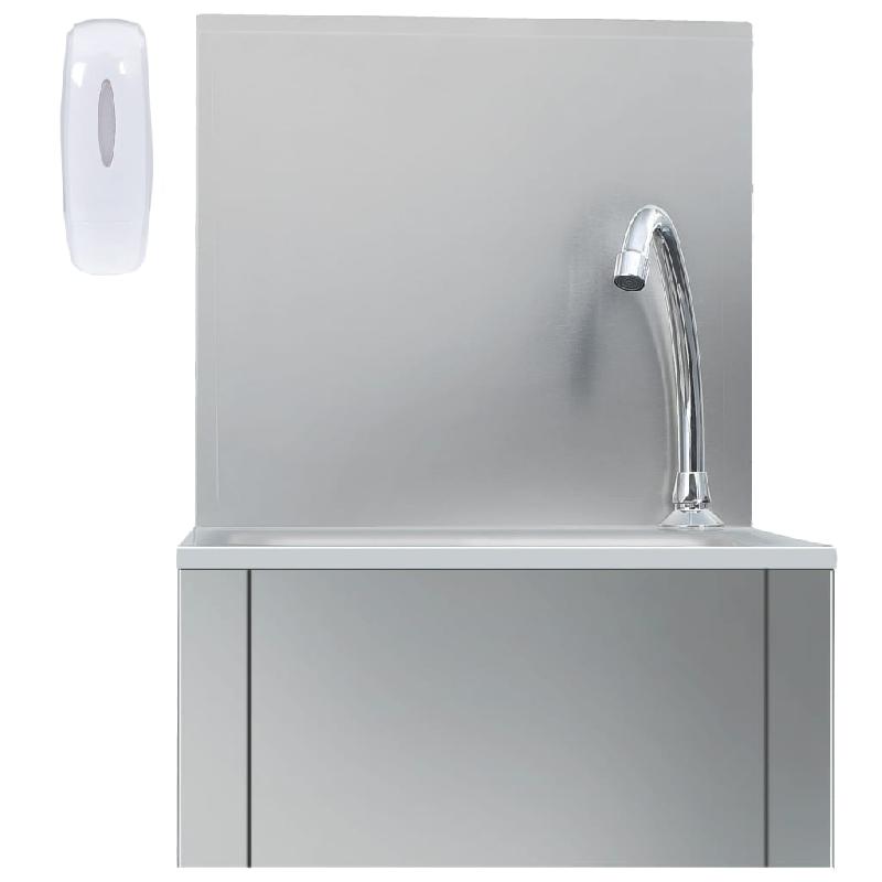 Vidaxl lavabo de lavage avec robinet et distributeur de savon inox 51114_1