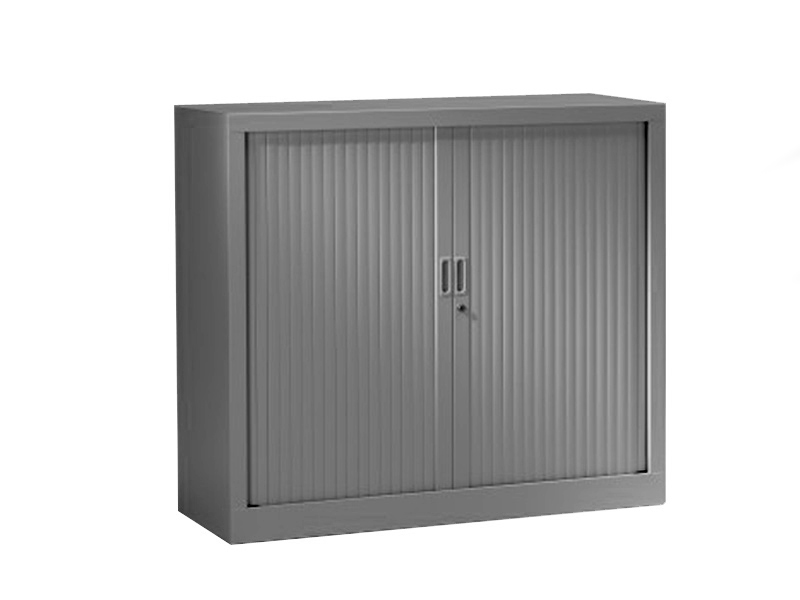 Armoire à rideaux classique unie - L120 x H120 cm - monobloc avec serrure et rideaux PVC_1