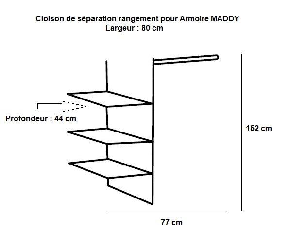 Cloison de séparation Malta pour armoire - Largeur 80 cm - Panneaux agglomérés - Décor linegrey_1