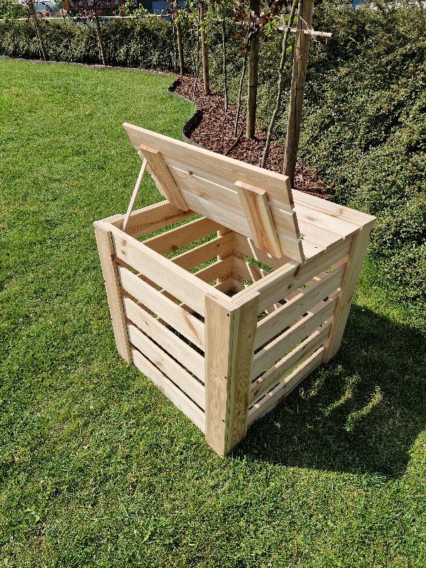Composteur en bois naturel FSC - 74 x 69 x 68 cm, 350 L - Vendu en kit avec socle métal_1
