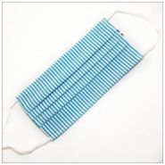 Mask3pturquoiseraye - masque en tissu - VDM - 100% coton - barrette nasale - turquoise rayé - 4 épaisseurs_1